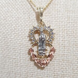 Elegant Gold and Silver Religious Pendant Necklace